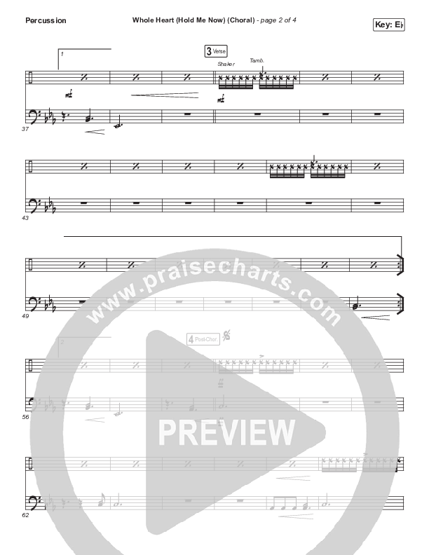 Whole Heart (Hold Me Now) (Choral Anthem SATB) Percussion (Hillsong UNITED / Arr. Luke Gambill)