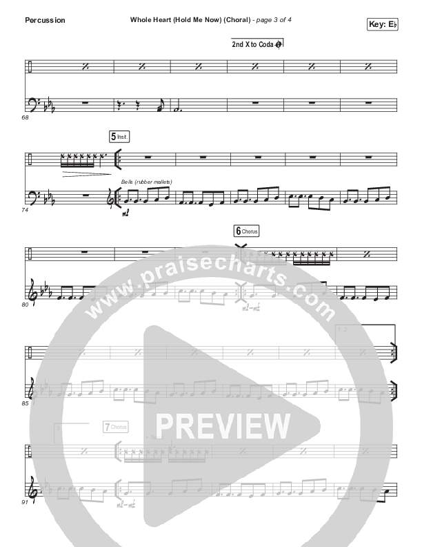 Whole Heart (Hold Me Now) (Choral Anthem SATB) Percussion (Hillsong UNITED / Arr. Luke Gambill)