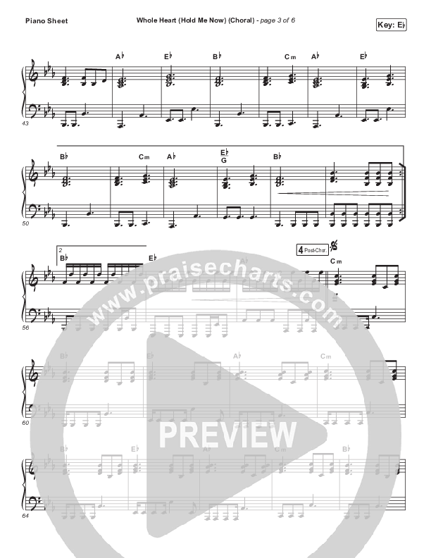 Whole Heart (Hold Me Now) (Choral Anthem SATB) Piano Sheet (Hillsong UNITED / Arr. Luke Gambill)