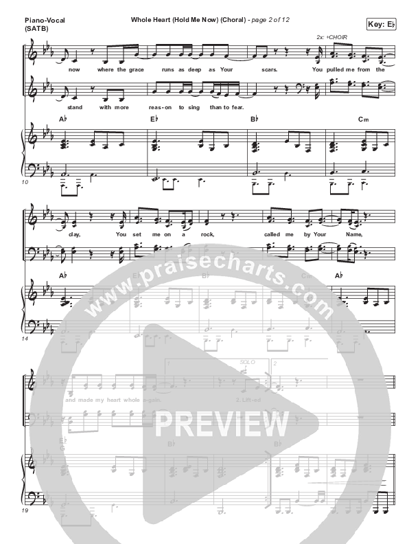 Whole Heart (Hold Me Now) (Choral Anthem SATB) Piano/Vocal Pack (Hillsong UNITED / Arr. Luke Gambill)