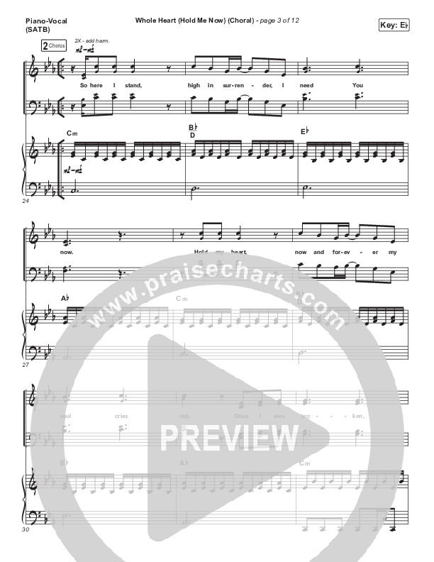 Whole Heart (Hold Me Now) (Choral Anthem SATB) Piano/Vocal Pack (Hillsong UNITED / Arr. Luke Gambill)