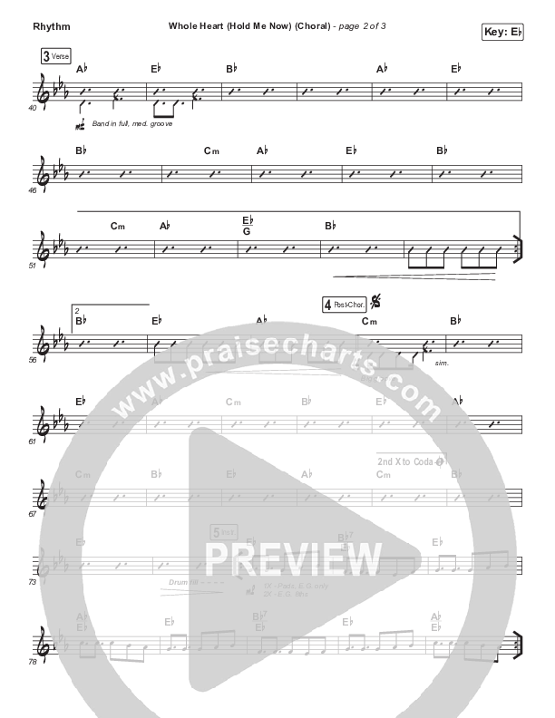 Whole Heart (Hold Me Now) (Choral Anthem SATB) Rhythm Chart (Hillsong UNITED / Arr. Luke Gambill)