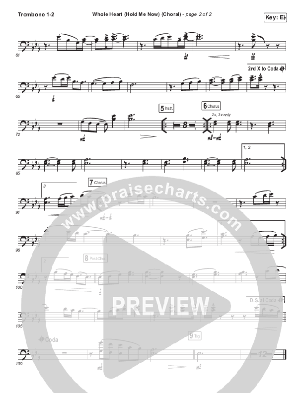 Whole Heart (Hold Me Now) (Choral Anthem SATB) Trombone 1/2 (Hillsong UNITED / Arr. Luke Gambill)