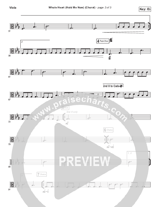 Whole Heart (Hold Me Now) (Choral Anthem SATB) Viola (Hillsong UNITED / Arr. Luke Gambill)