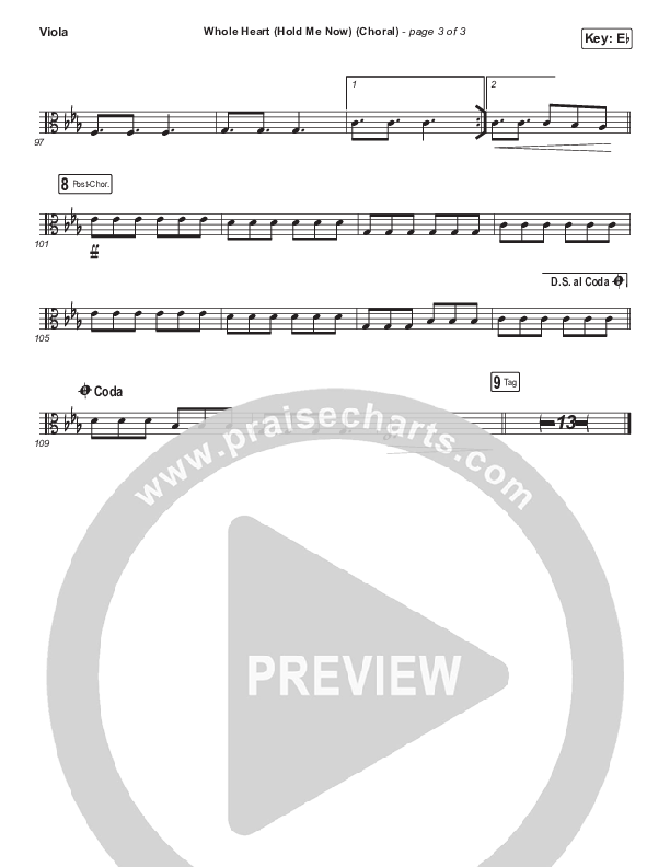 Whole Heart (Hold Me Now) (Choral Anthem SATB) Viola (Hillsong UNITED / Arr. Luke Gambill)