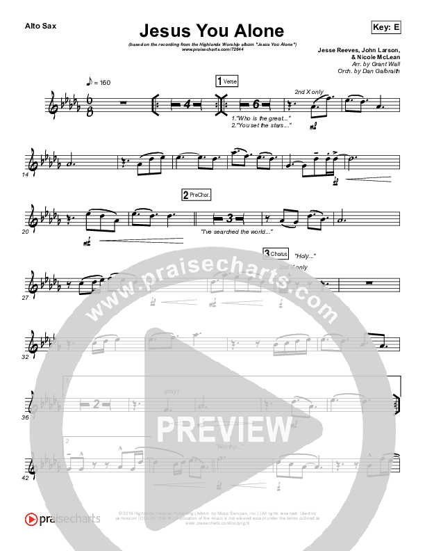 Jesus You Alone Alto Sax (Highlands Worship)
