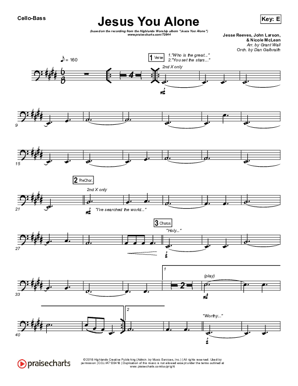 Jesus You Alone Cello/Bass (Highlands Worship)