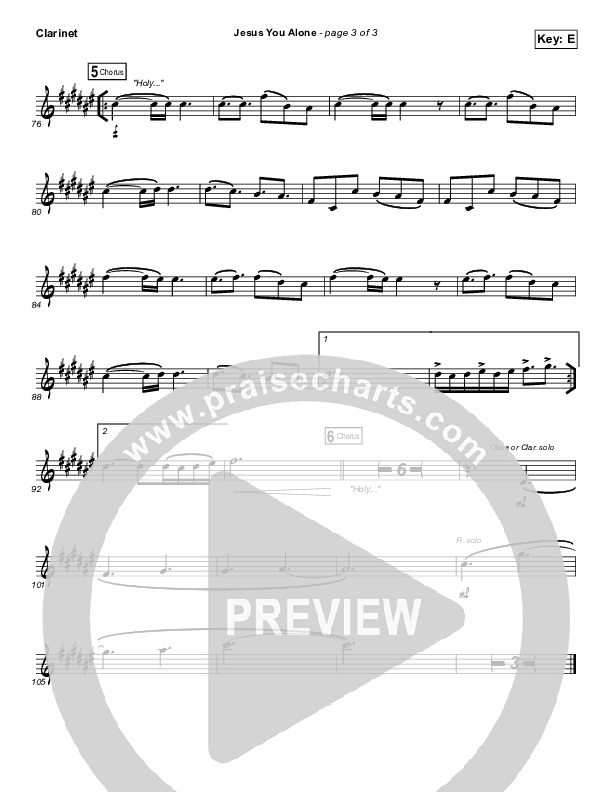 Jesus You Alone Clarinet (Highlands Worship)