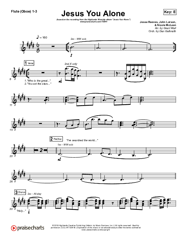 Jesus You Alone Flute/Oboe 1/2/3 (Highlands Worship)