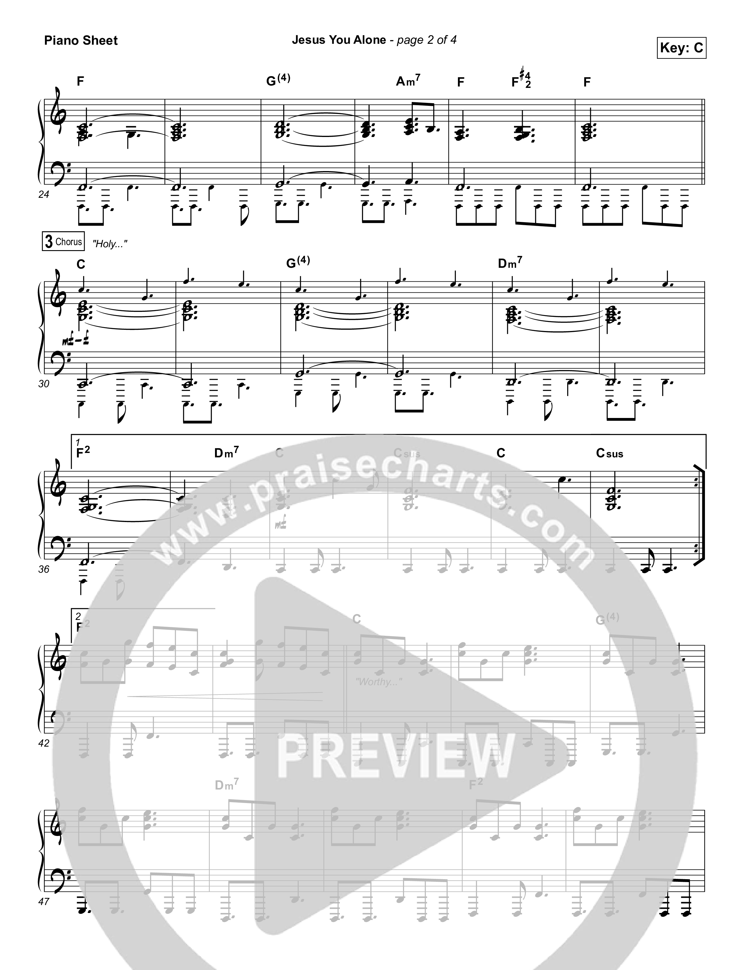 Jesus You Alone Piano Sheet (Highlands Worship)