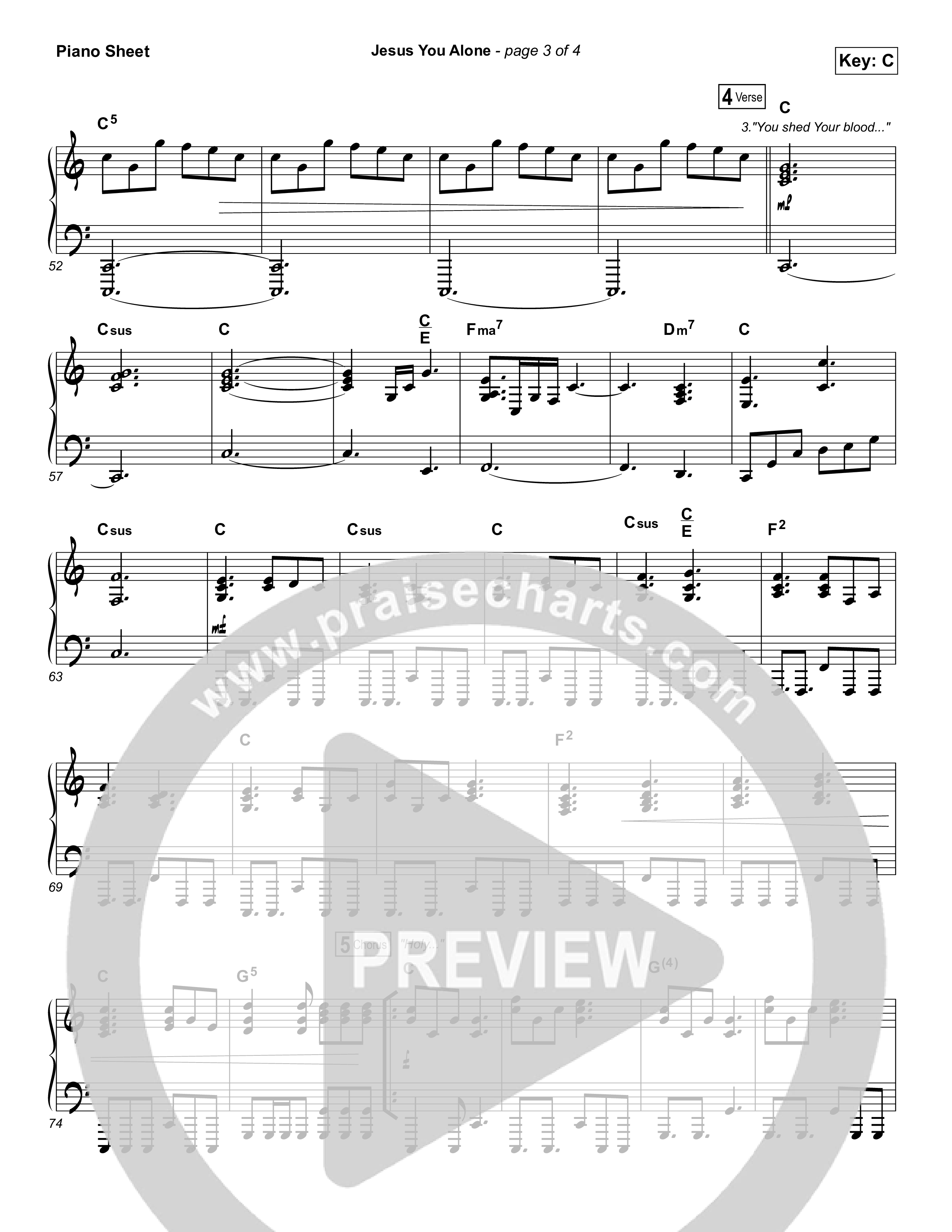 Jesus You Alone Piano Sheet (Highlands Worship)