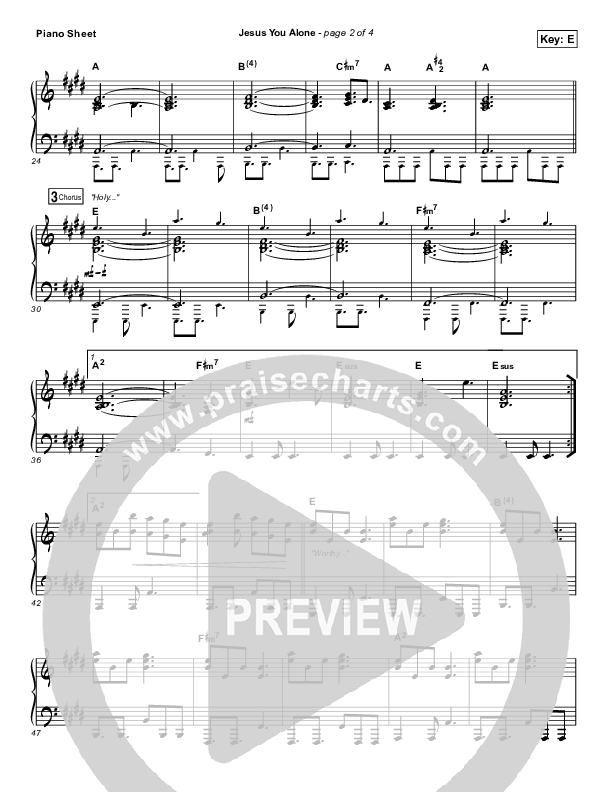 Jesus You Alone Piano Sheet (Highlands Worship)