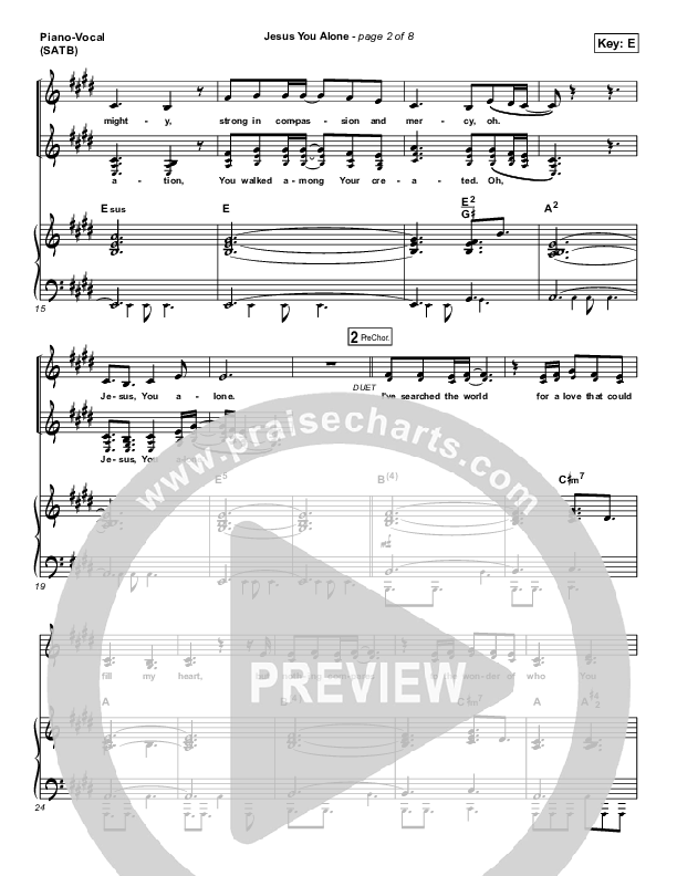 Jesus You Alone Sheet Music PDF Highlands Worship PraiseCharts