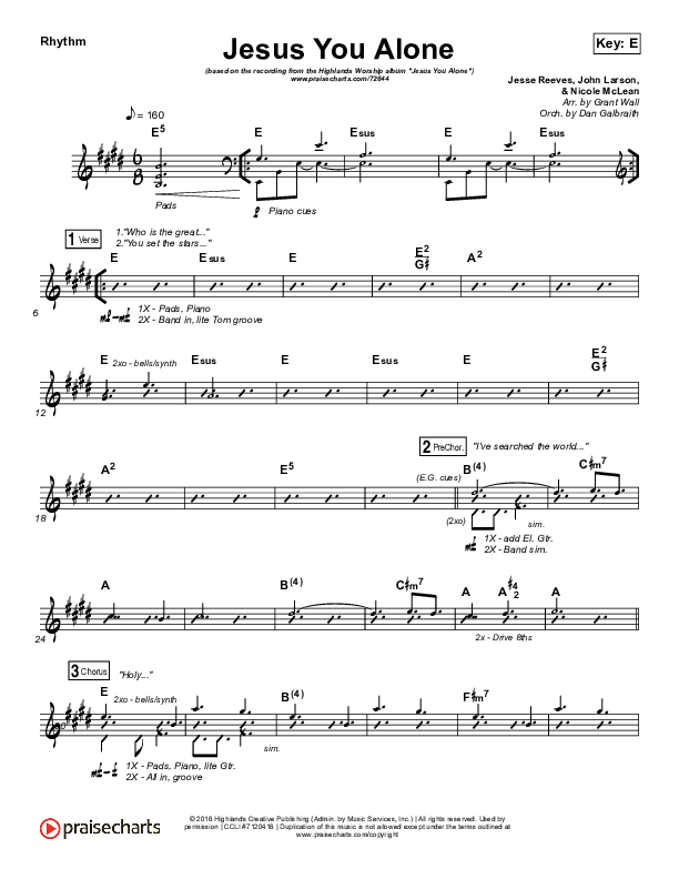 Jesus You Alone Rhythm Chart (Highlands Worship)