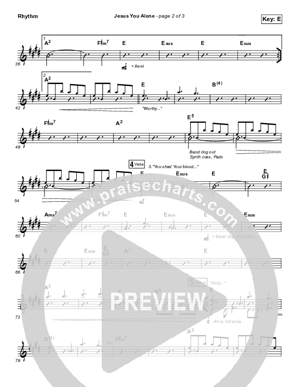 Jesus You Alone Rhythm Chart (Highlands Worship)