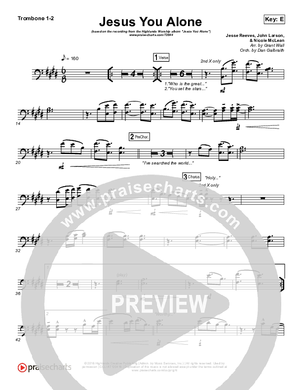Jesus You Alone Trombone 1/2 (Highlands Worship)