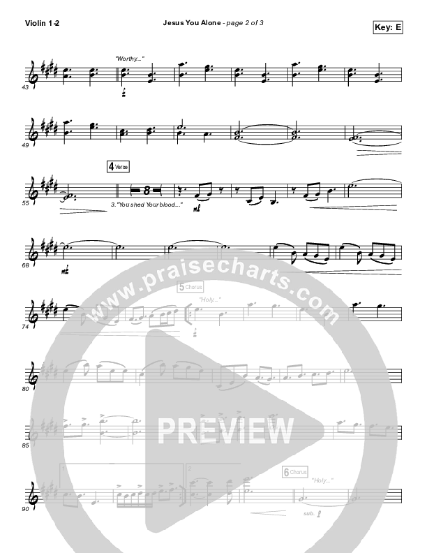 Jesus You Alone Violin 1/2 (Highlands Worship)