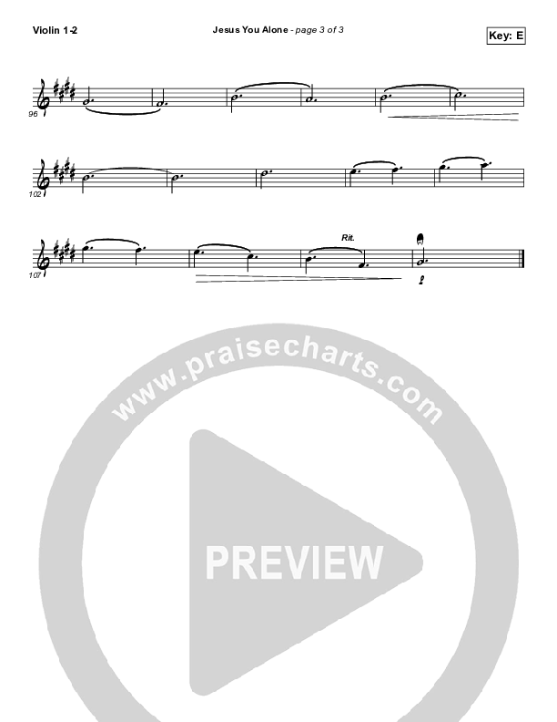 Jesus You Alone Violin 1/2 (Highlands Worship)