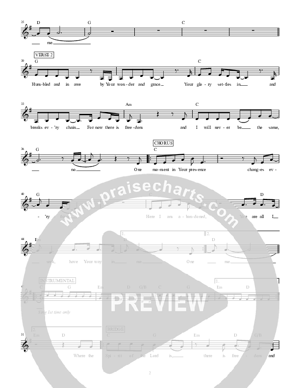 One Moment Lead Sheet (Highlands Worship)