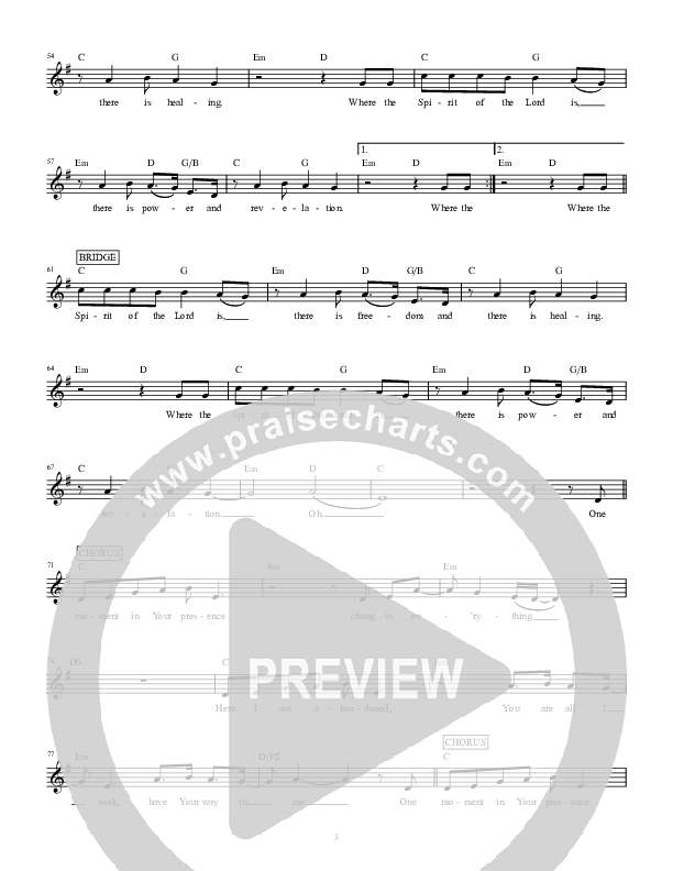 One Moment Lead Sheet (Highlands Worship)