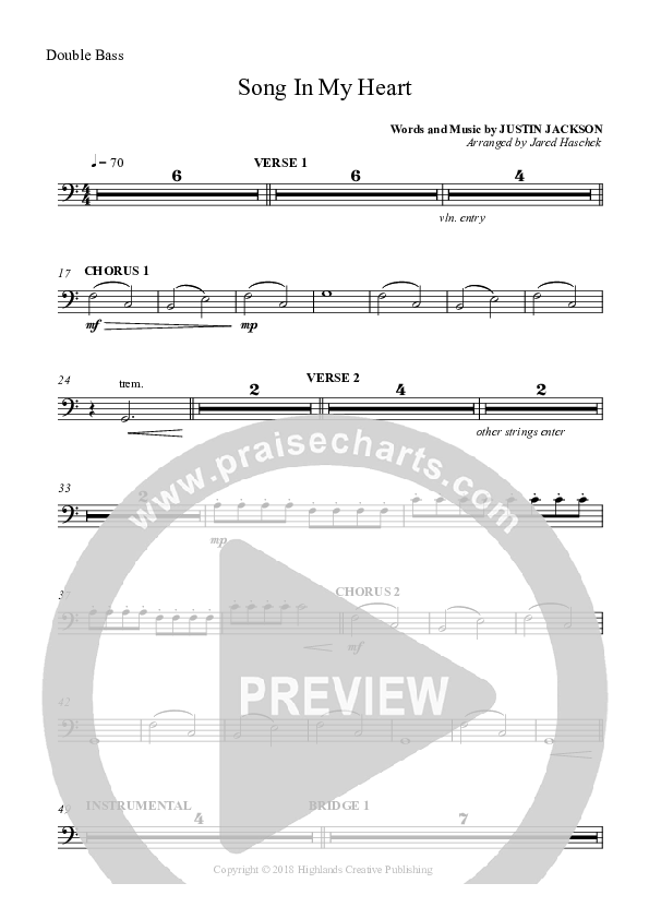 Song In My Heart Double Bass (Highlands Worship)