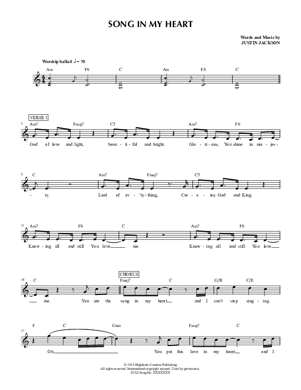 Song In My Heart Lead Sheet (Highlands Worship)