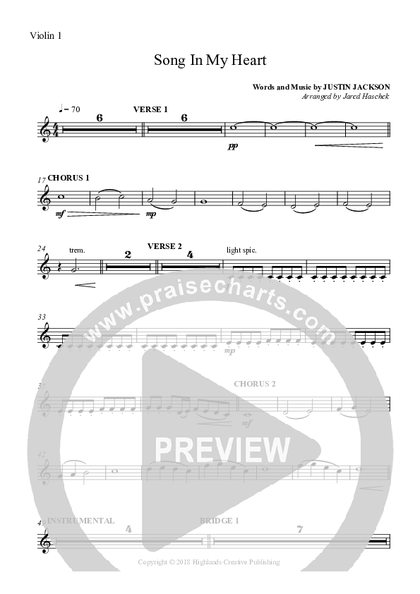 Song In My Heart Violin 1 (Highlands Worship)