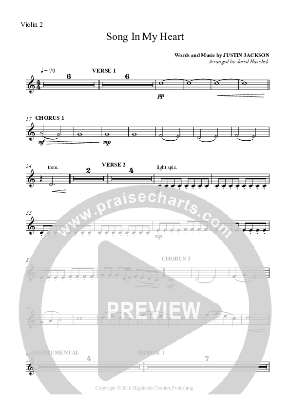 Song In My Heart Violin 2 (Highlands Worship)
