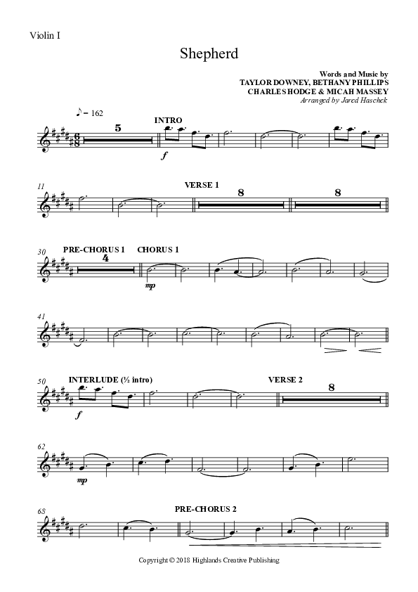 Shepherd Violin 1 (Highlands Worship)