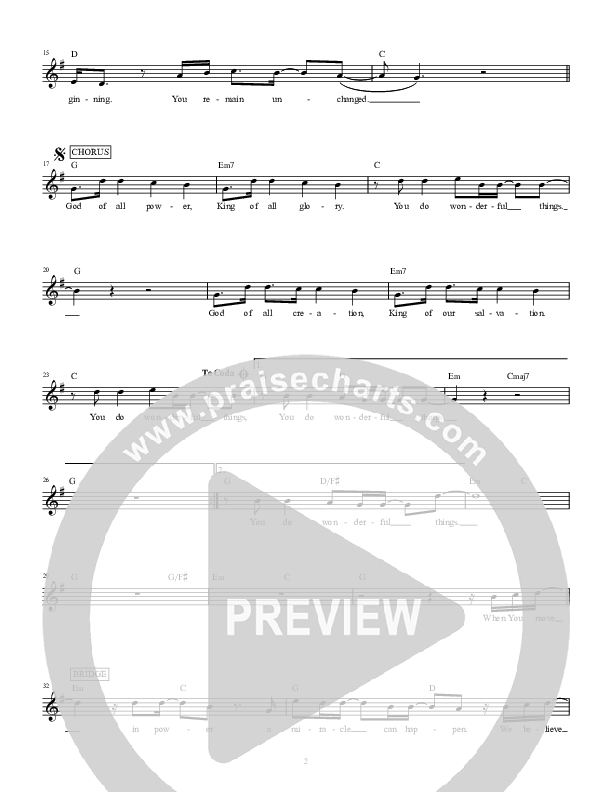 Wonderful Things Lead Sheet (Highlands Worship)