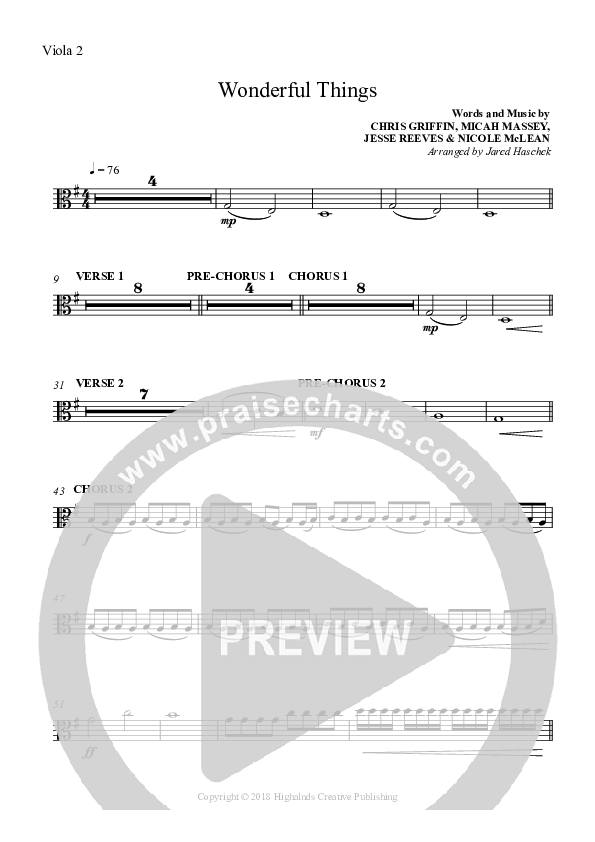 Wonderful Things Viola (Highlands Worship)