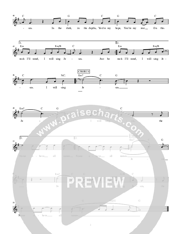 I Will Sing Jesus Lead Sheet (Highlands Worship)