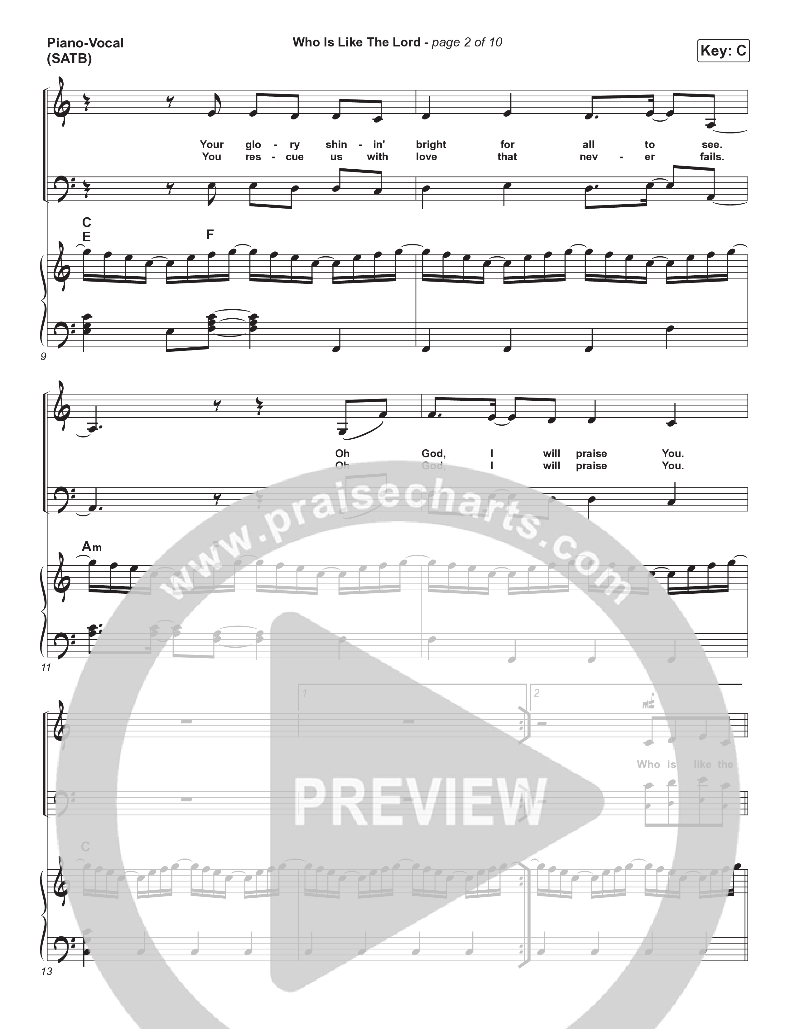 Who Is Like The Lord Piano/Vocal (SATB) (Highlands Worship)