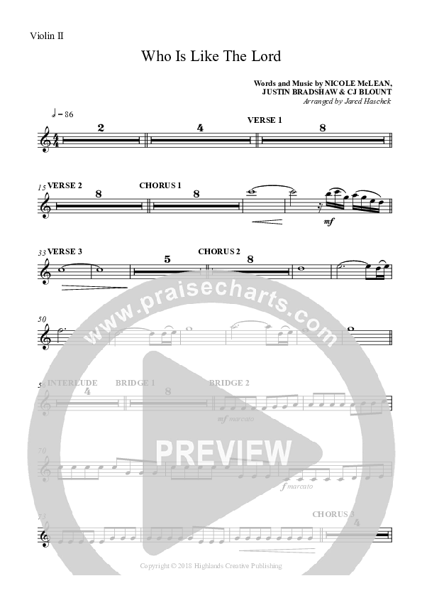 Who Is Like The Lord Violin 2 (Highlands Worship)