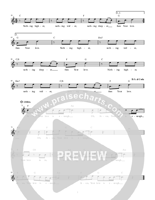 Your Love Is Enough Lead Sheet (Highlands Worship)
