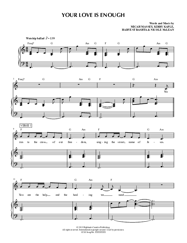 Your Love Is Enough Lead & Piano (Highlands Worship)