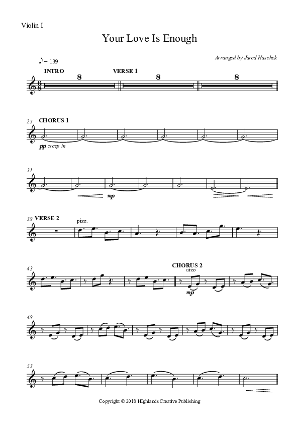 Your Love Is Enough Violin 1 (Highlands Worship)