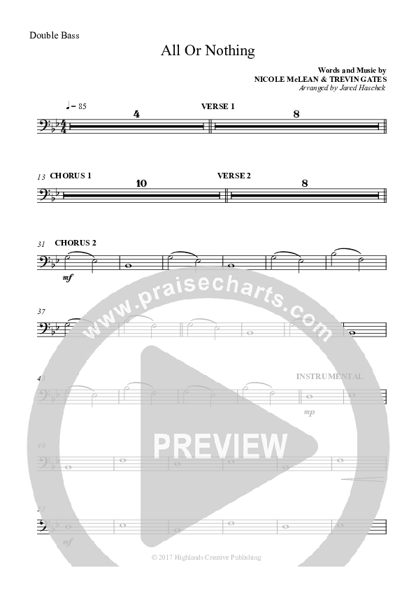 All Or Nothing Double Bass (Highlands Worship)