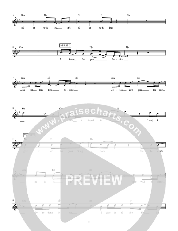 All Or Nothing Lead Sheet (Highlands Worship)