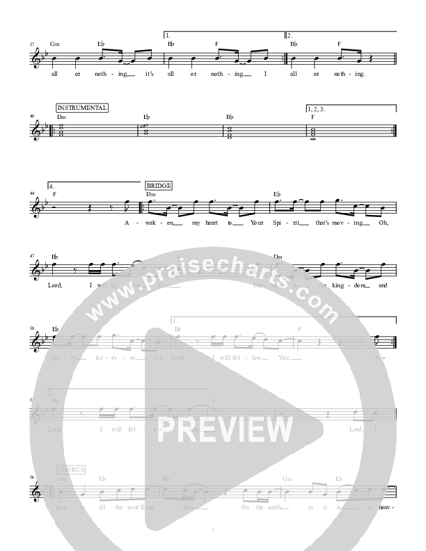 All Or Nothing Lead Sheet (Highlands Worship)