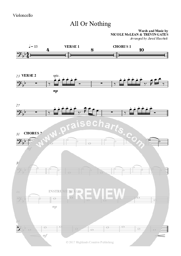 All Or Nothing Violincello (Highlands Worship)