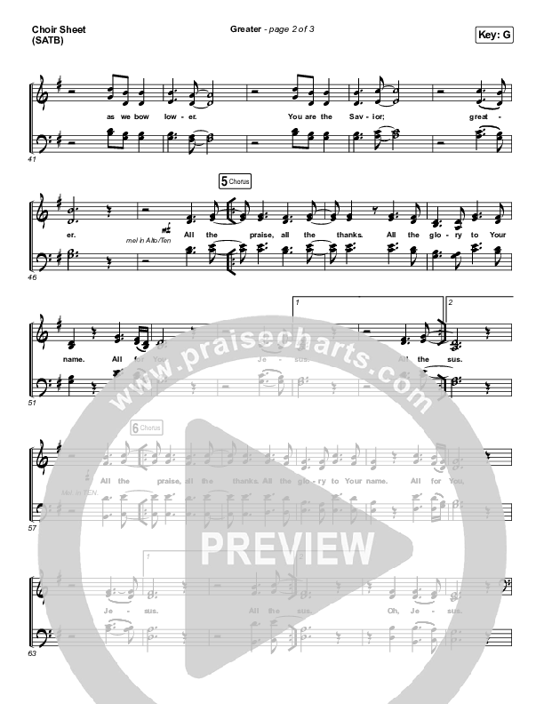 Greater Vocal Sheet (SATB) (Highlands Worship)
