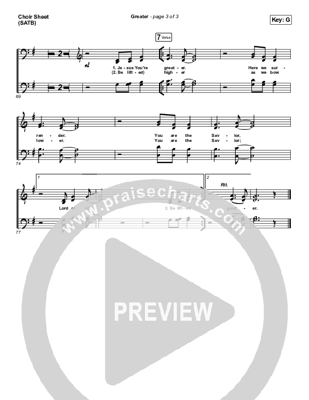 Greater Vocal Sheet (SATB) (Highlands Worship)