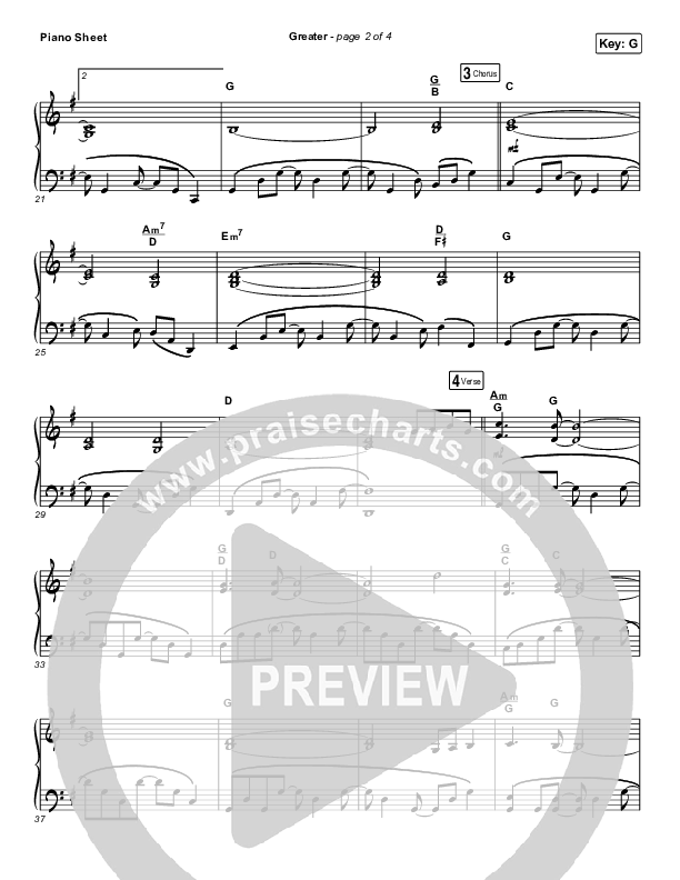 Greater Piano Sheet (Highlands Worship)