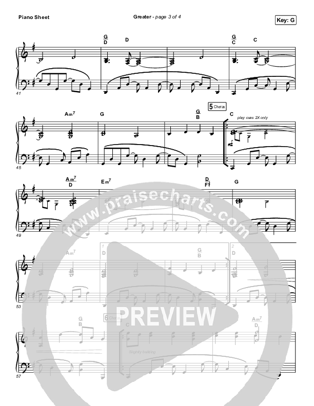 Greater Piano Sheet (Highlands Worship)