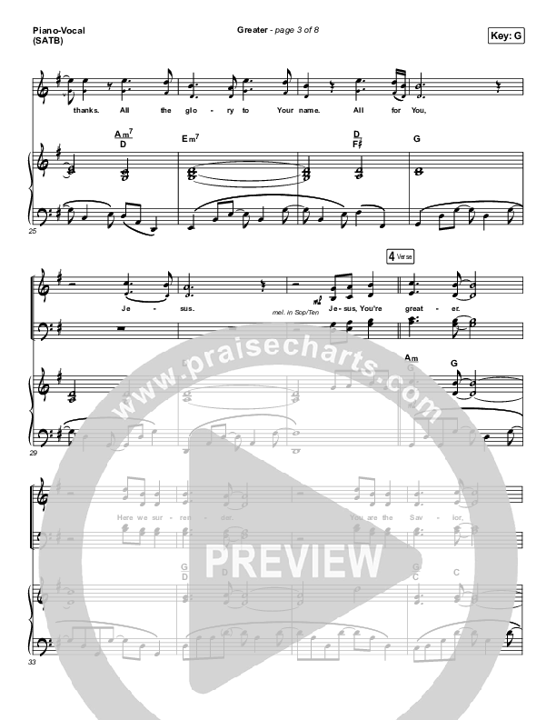 Greater Piano/Vocal (SATB) (Highlands Worship)