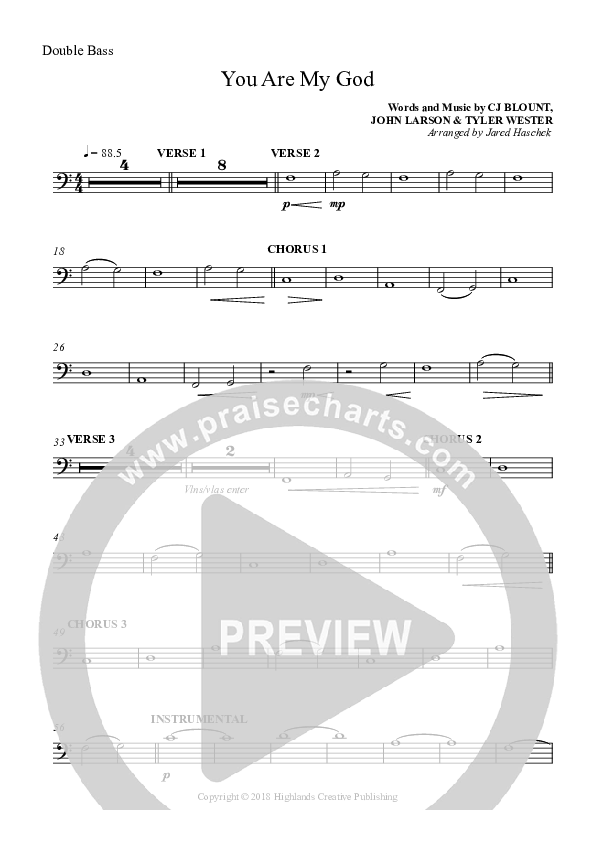 You Are My God Double Bass (Highlands Worship)