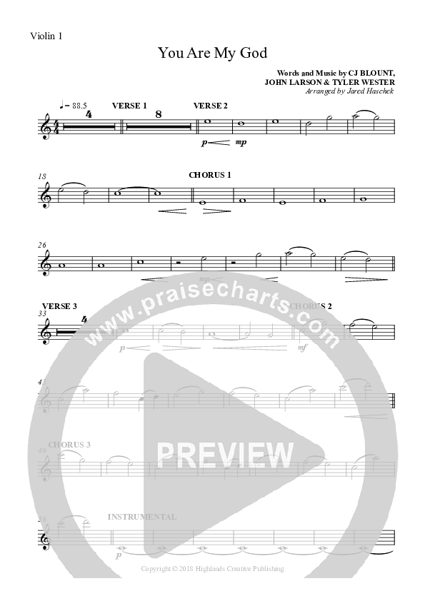 You Are My God Violin 1 (Highlands Worship)