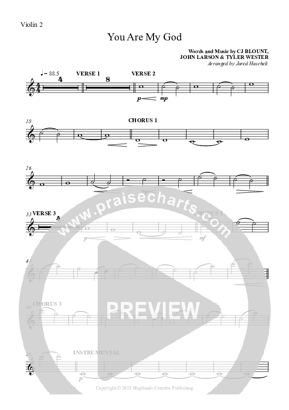 You Are My God Violin 2 (Highlands Worship)