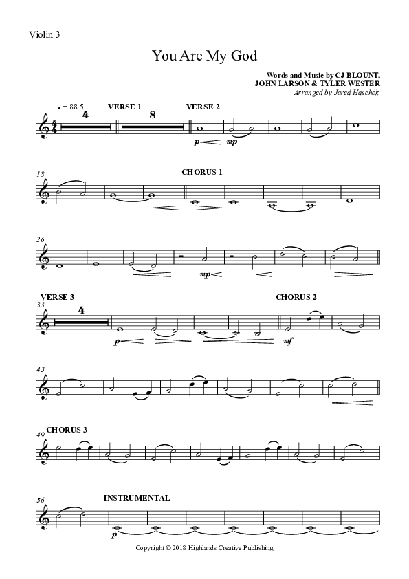 You Are My God Violins (Highlands Worship)